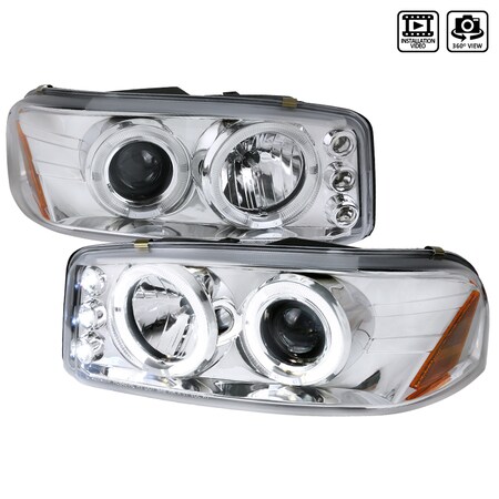 Spec-D Tuning 00-06 GMC Denali Halo LED Projector Chrome 2LHP-DEN00-TM